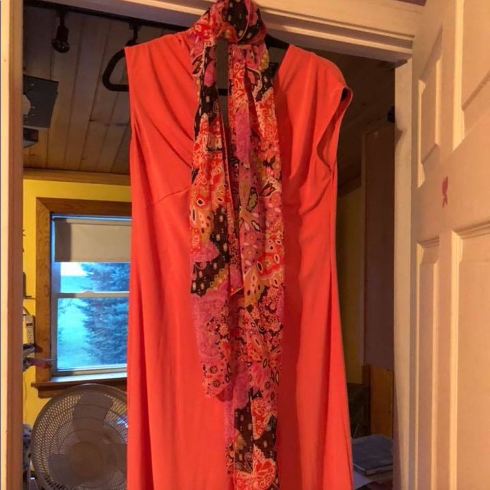 Woman’s coral maxi dress